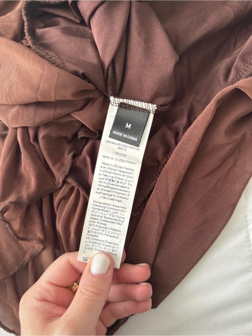 Brown Ruffle Mini Dress - Picture 4 of 5